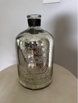 Vintage Mercury Glass Decorative Bottle Vase – Farmhouse Decor