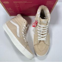 Vans Sk8-Hi Cozy Hug Biscotti Faux Fur Sherpa Sneakers Women 10 Men 8.5