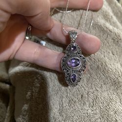 Uruguayan Amethyst Sterling Silver Necklace - new!