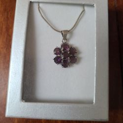 Sterling Silver With Amethyst Necklace 