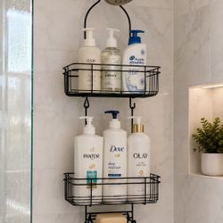 Rust Resistant Powder Coated Steel Hanging Shower Caddy Organizer Size Height 28", Width 12" New Condition 