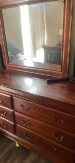 Wooden dresser with mirror