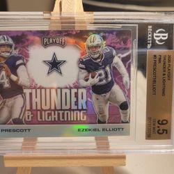 2020 PLAYOFF THUNDER & LIGHTNING PINK #3 PRESCOTT/ ELLIOT BECKETT 9.5