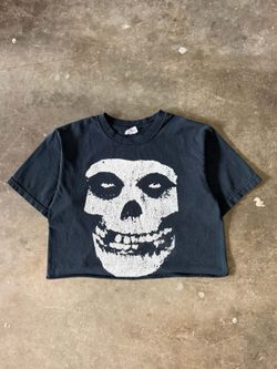 Vintage 2000s Faded Misfits Cropped Band Tee (Small)