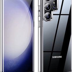 Crystal Clear Designed for Samsung Galaxy S23 Ultra Case,[Anti-Yellowing][Military Grade Drop-Proof] Slim Fit Soft TPU + PC Shockproof Case-Clear