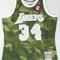 NEW Mitchell & Ness Los Angeles Lakers Shaquille O'Neal Ghost Camo Jersey Size L