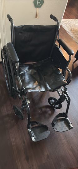 Black Folding Wheelchair with Footrests