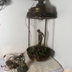 HUGE Rare Vintage 1970's Italian Style 38" Hanging Mineral Oil Rain Lamp Goddess