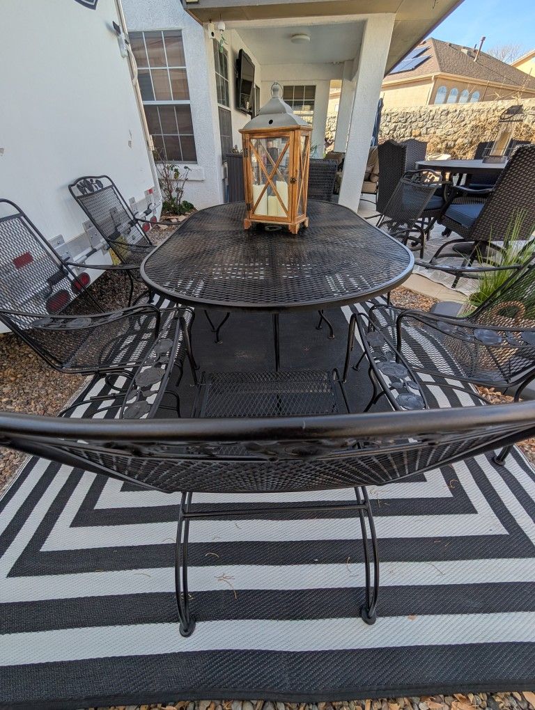 Vintage Wrought Iron 7 PC Outdoor Patio Set