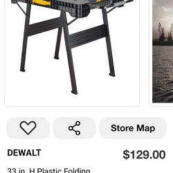 33in Plastic Folding Portable Sawhorse Workbench