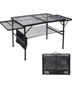 Brand New in sealed box Folding Camping Grill Table with 2 Side Panels – Adjustable Height