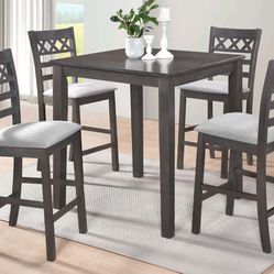 High Dining Set 5pcs Color antique grey