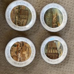 Set of 4 Vintage Hotel Decorative Plates