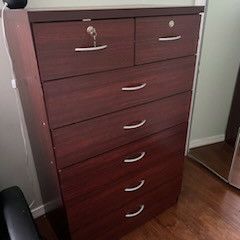 Wooden Dresser W/  Locking Top Drawers 