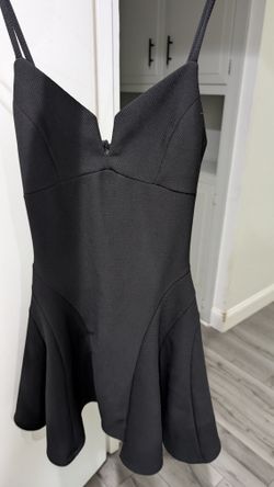 Black Spaghetti Strap Textured V-Neck Fit & Flare Dress