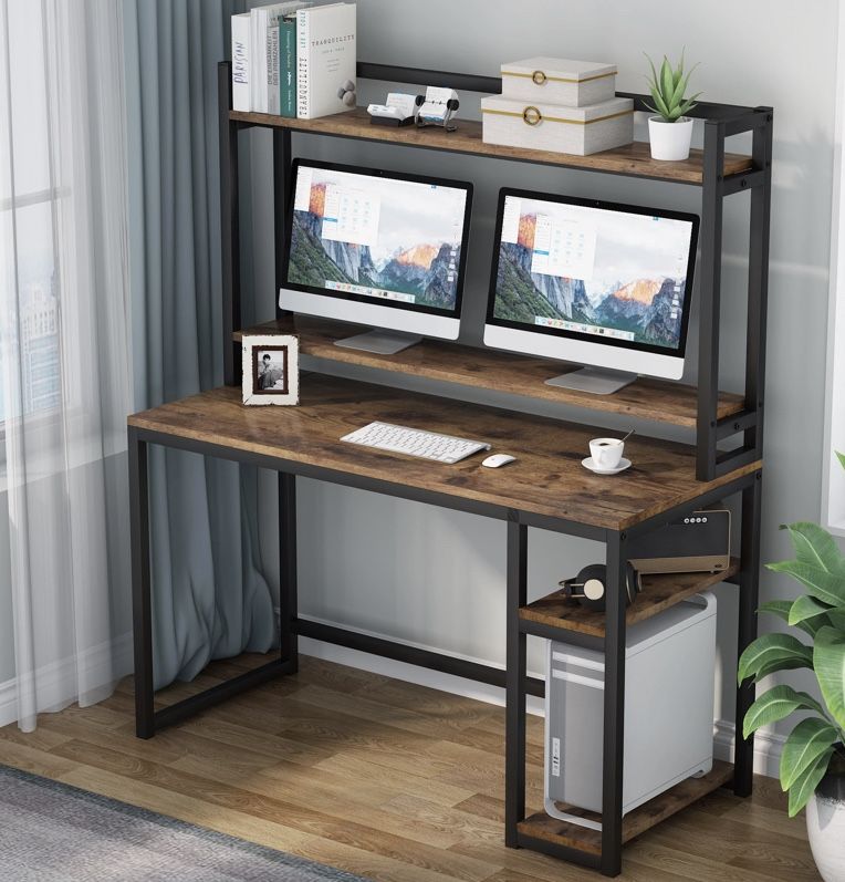 (NEW) Tribesigns Computer Desk with Storage Shelves, Study Desk with Hutch