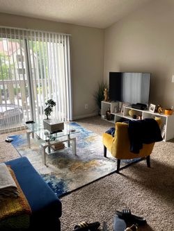 Tv Stand, table, frames, rug!