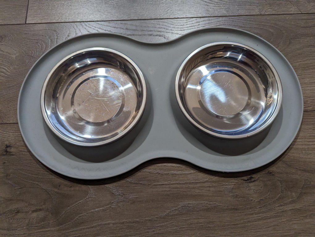 Double Stainless Pet Bowls - Cat / Dog