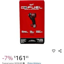 Milwaukee FUEL 2854-20 3/8 Brushless Cordless Impact Wrench Volt (Bare Tool Only), Red