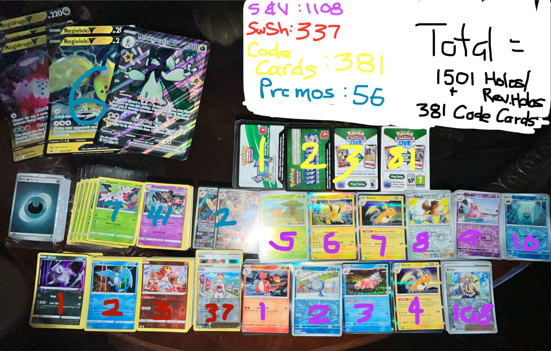 1500+ HOLO/REV. HOLO CARD LOT!! + CODECARDS!!