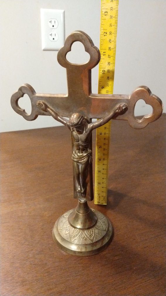 Vintage brass crucifix Jesus