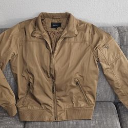 Banana Republic Mens Size Medium Vicuna Water Resistant Flight Jacket Full Zip Up with Zip Pockets