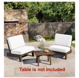 Acacia Wood Teak Frame Outdoor Club Chairs Sectional with Beige Cushions (Set of 2)