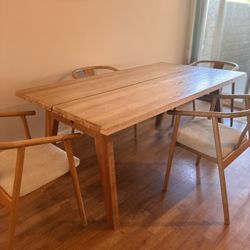 Dining Table + 4 Chairs – Article Solid Oak – Moving Sale