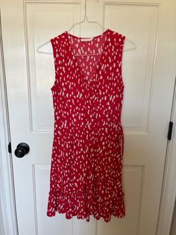 Red and White Spotted Wrap Dress