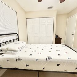 Twin Metal Frame And Mattress 