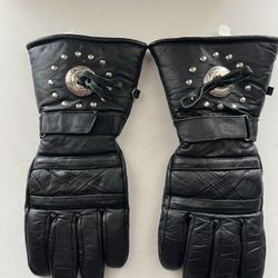 Motorcycle Men's Gloves-Thinsulate 3M Thermal Insulation Black Leather. Size: S, length: 12”