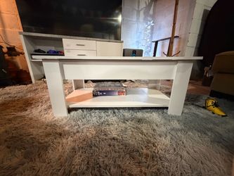 White Coffee Table with Bottom Shelf