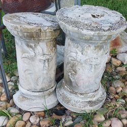 Pair Of Large Sunface Garden Decor 