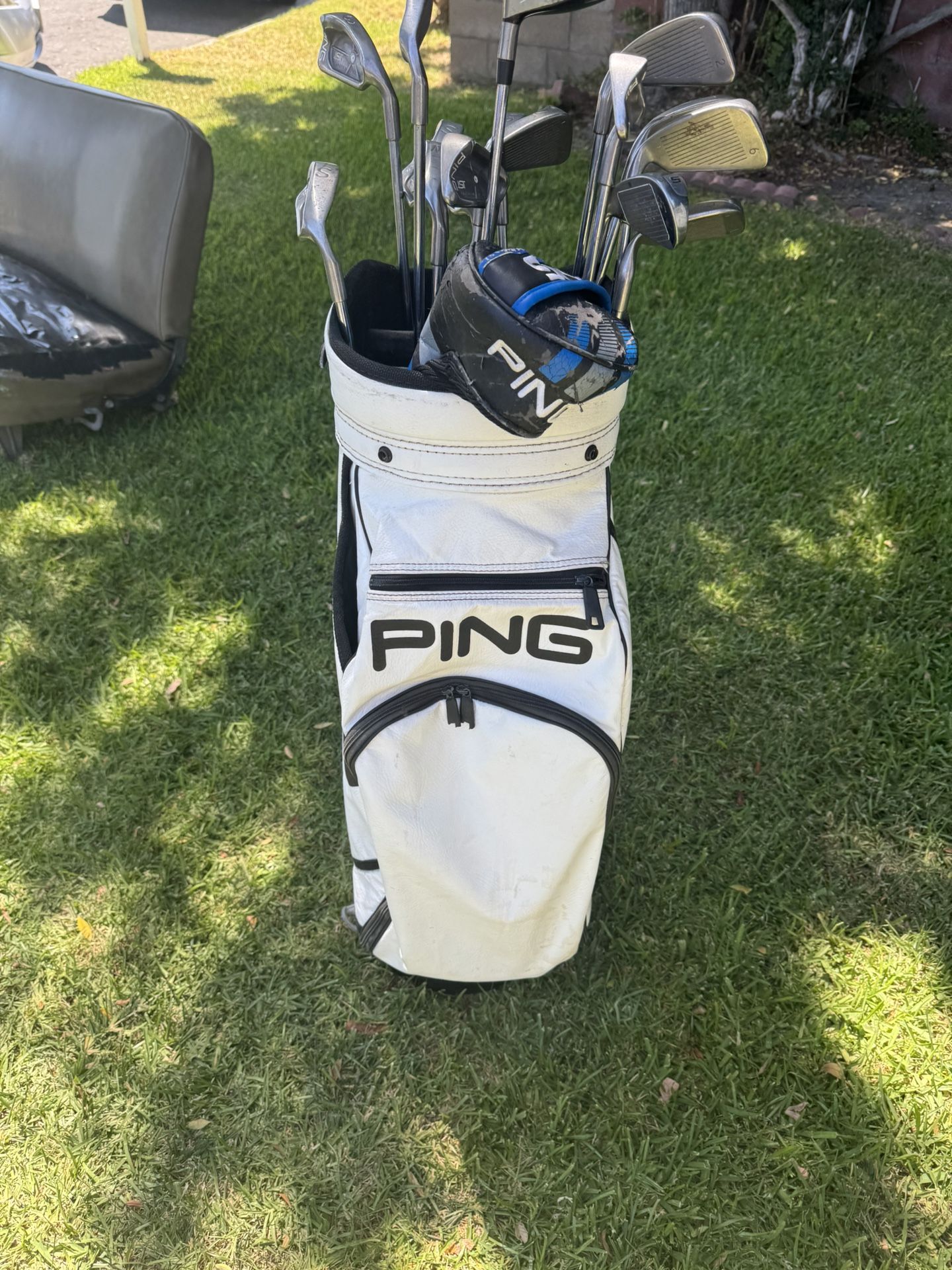 Ping Golf Clubs And Leather bag