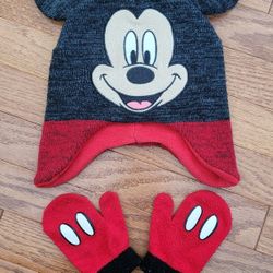 Kids Mickey Mouse Hat and Gloves