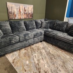 NEW MODEL ALERT! Brand New Byers Market Gunmetal Grey Thick Corduroy RAF 2pc Corner Sectional