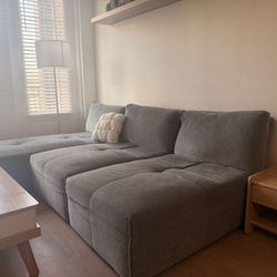 Rooms To Go 3-Piece Gray Modular Sectional (Chaise + Chair)