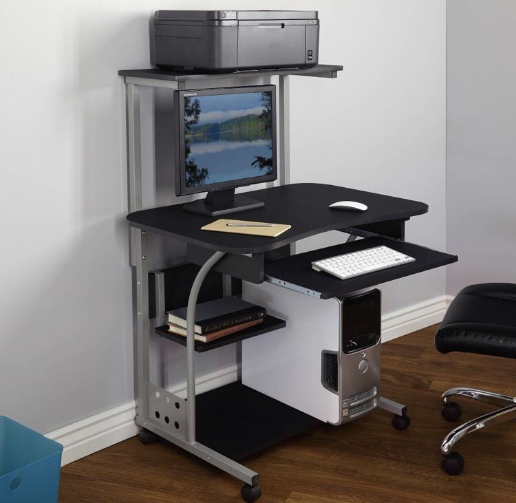 Mobile Computer Desk with Shelf