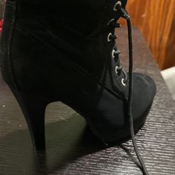 Top Moda Polish Military Lace Up Platform Chunky High Heel Ankle Booties,Black