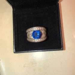 Antique Blue Gemstone 925 Sterling Silver Ring, Size 9 And 8