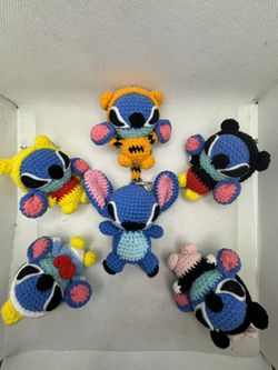 Homemade Crotchet Lilo & Stitch Yarn Amiguri Keychains