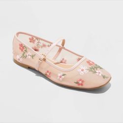 Women’s Elsa Floral Mesh Mary Jane Flats 