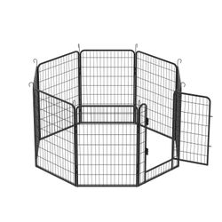 8 Panels Heavy Duty Metal Playpen with door,39.37H Dog Fence Pet Exercise Pen for Outdoor, Indoor