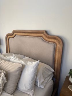 Magnolia Wood and Upholstered Bed Headboard