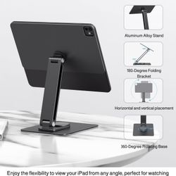 iPad Pro M4 11inch Magnetic Stand Hub, Foldable Stand Dock Holder for iPad Pro M4 with 360° Rotation, 4K HDMI, Card Readers, USB3.0 5Gbps, 100W PD, 3.