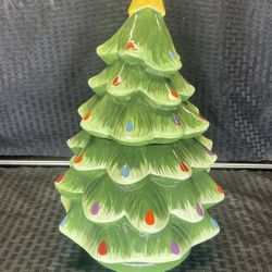 Christmas Tree Ceramic Cookie Jar 