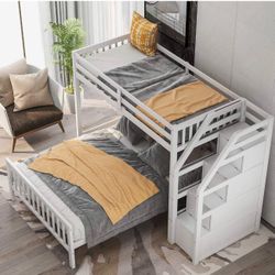 bunkbed with storage ladder -white