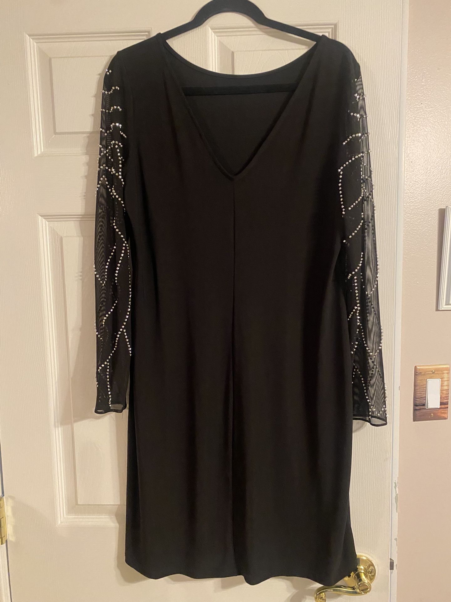 Black Long Sleeve Rhinestone Dress