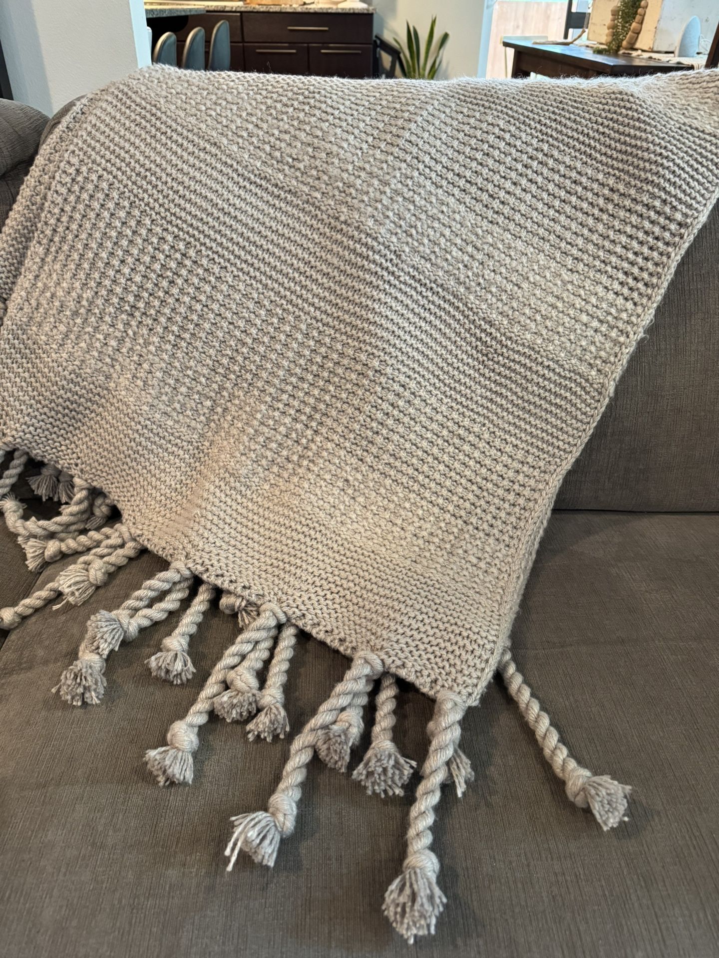 Grey Tassel Edged Charter Club Throw Blanket