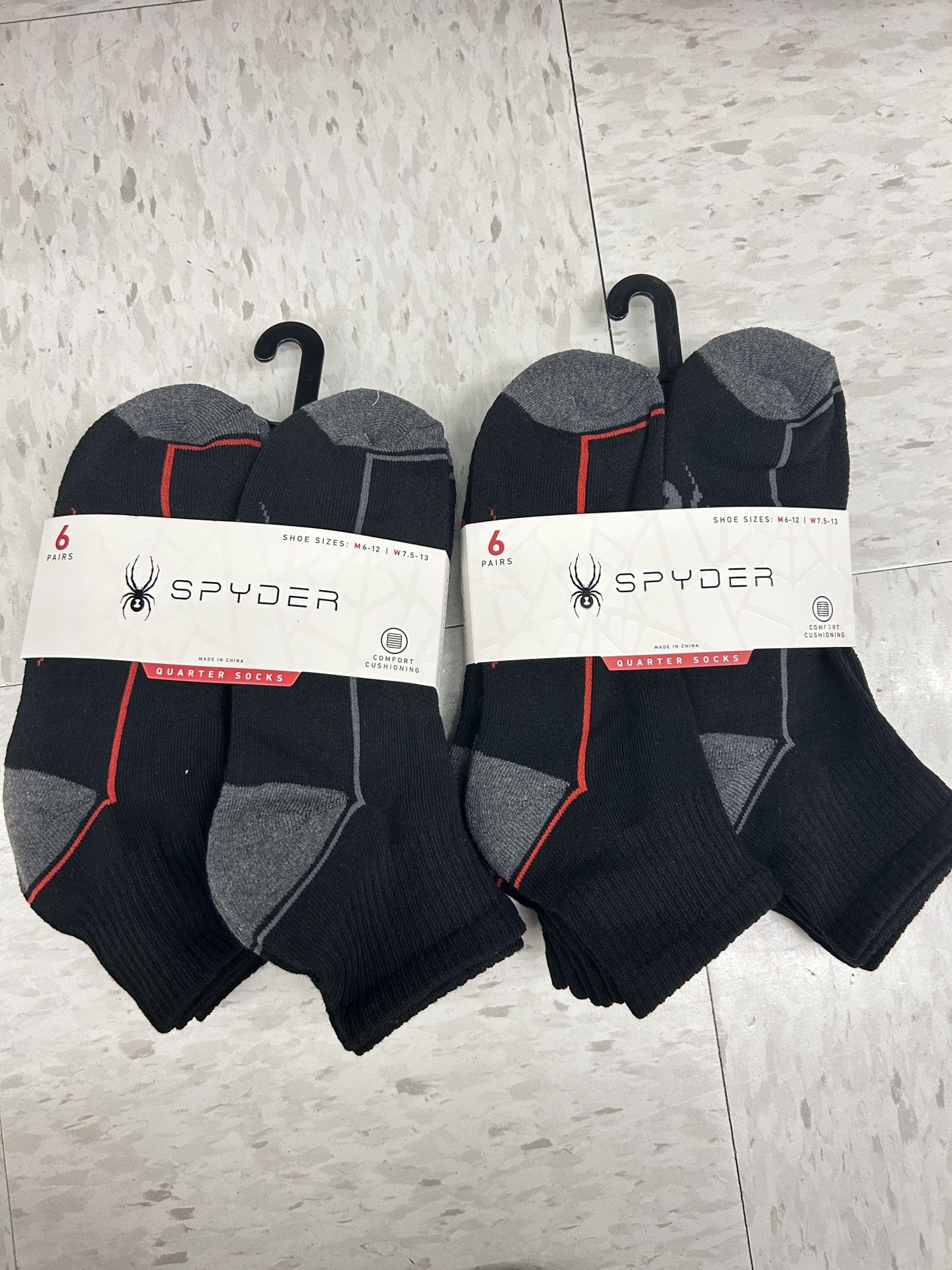 NWT Spyder Men's comfort cushioning quarter socks 12 Pairs